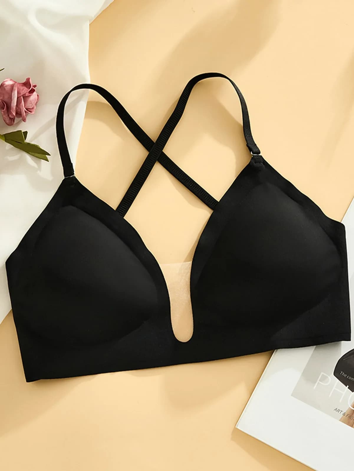 Black front flat lay